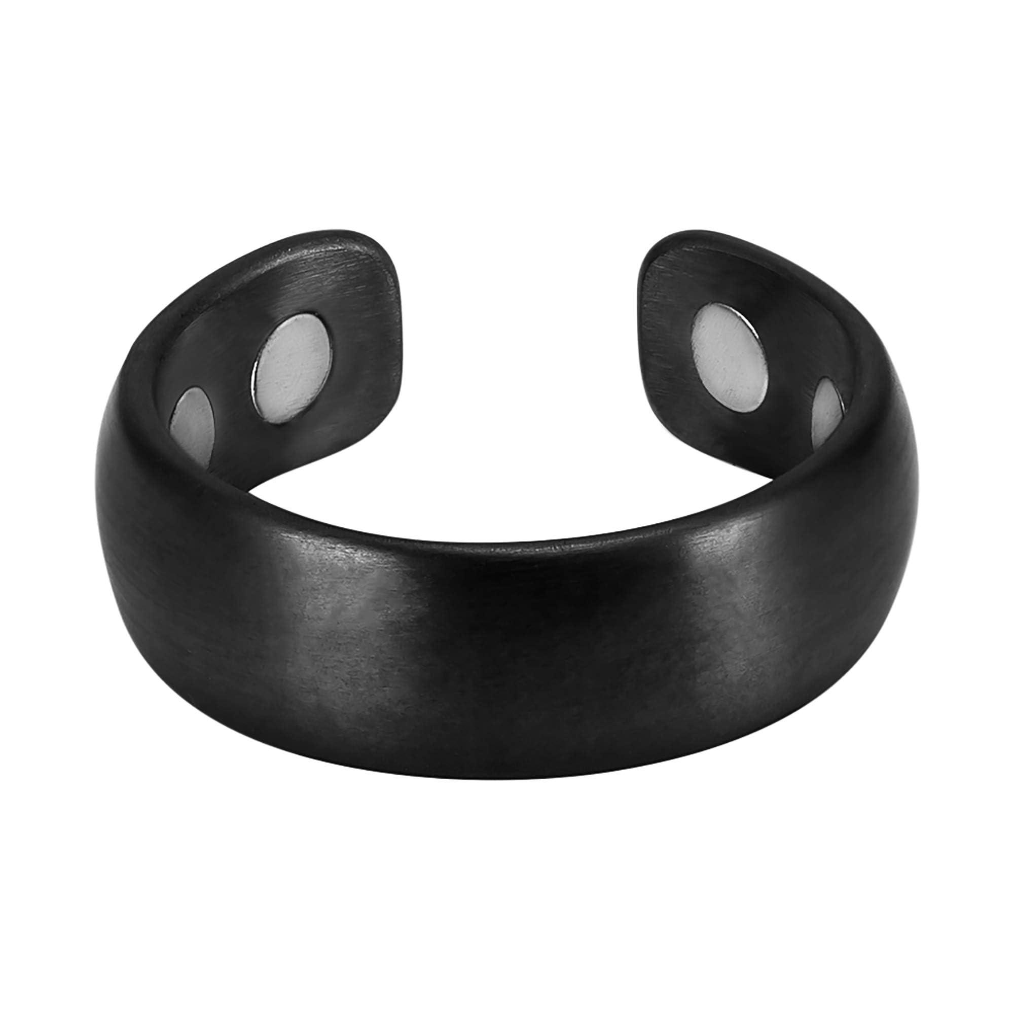 MagnetRX MagnetRX Magnetic Ring - Elegant Stainless Steel Ring - Magnet Rings for Men (Black | Size: 10)
