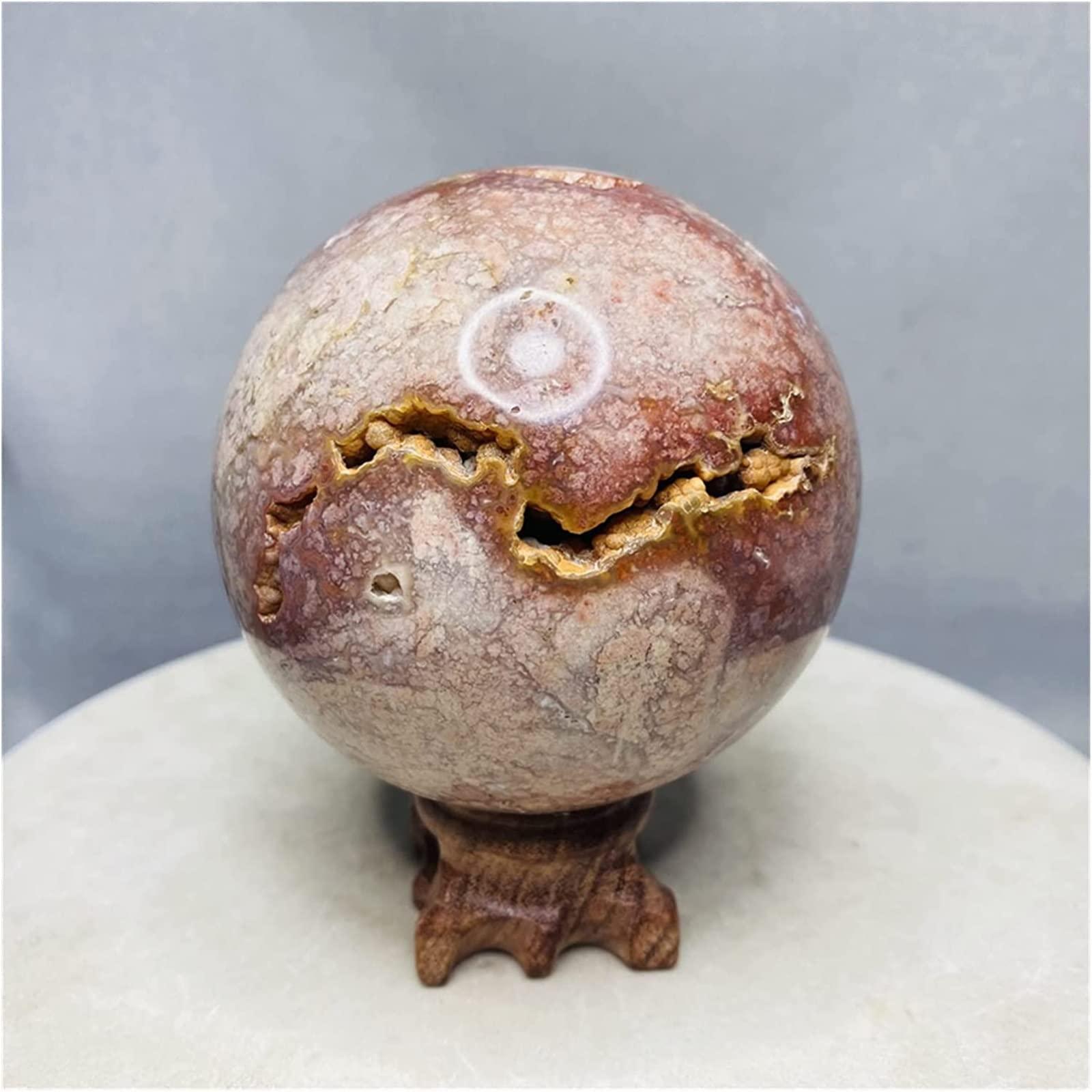 AMHIL AMHIL Amethyst Rough Stone 82mm Natural Crystal Pink Amethyst Crystal Cherry Agate Geode Ball (Color : Size 78mm)