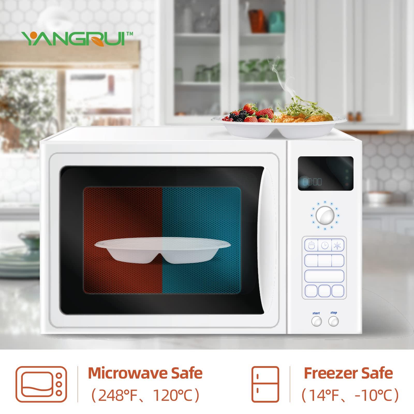 YANGRUI YANGRUI Plastic Plates Reusable 9 Inch 3 Compartment Plates For Party 150 Pack+Take Out Containers with Lids for Food 55 pack 8\'\'