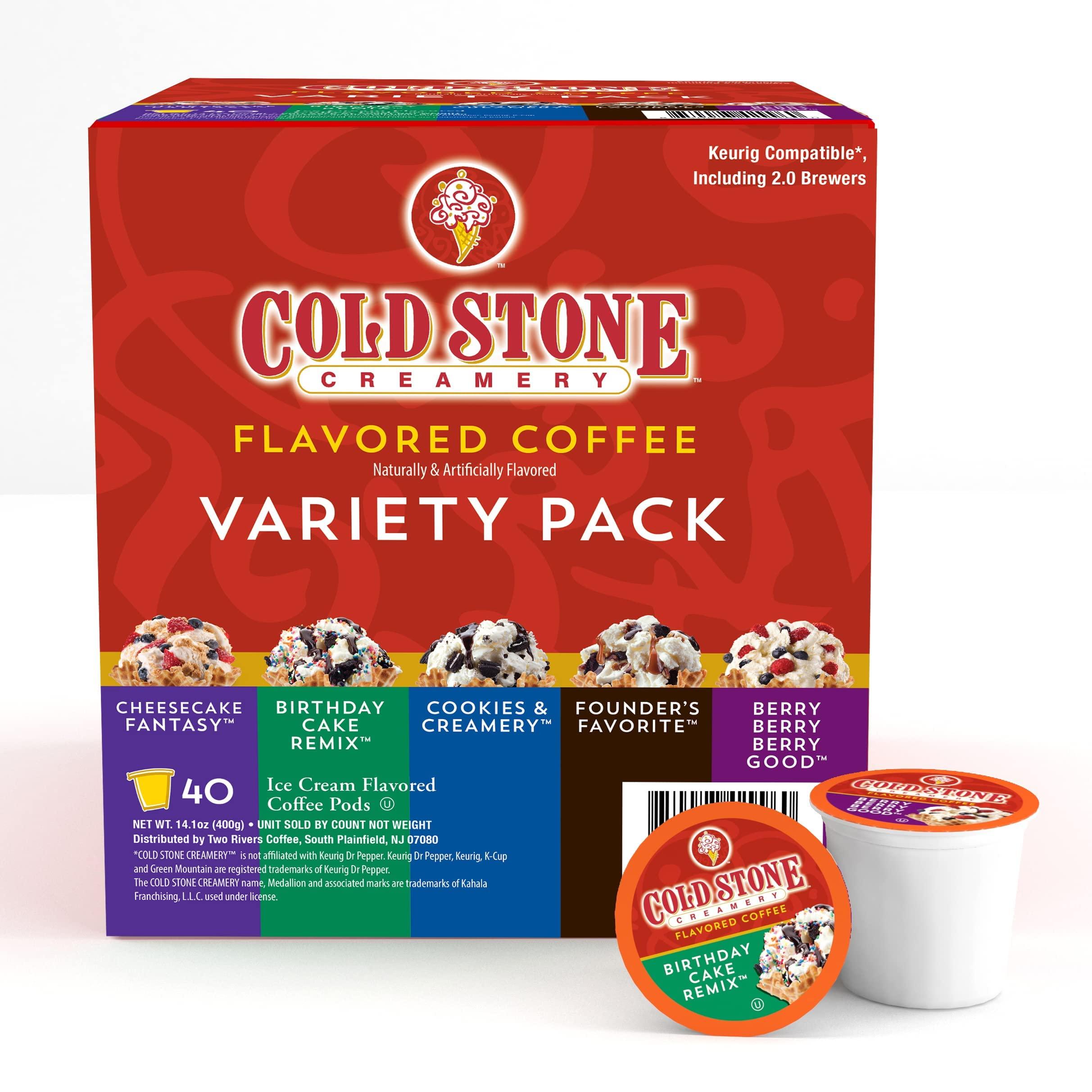 Cold Stone Creamery Beverages Cold Stone Beverages Creamery Ice Cream Flavored Coffee Pods, Assorted Variety Pack, Compatible with Keurig K Cup Brewers, 40 Count