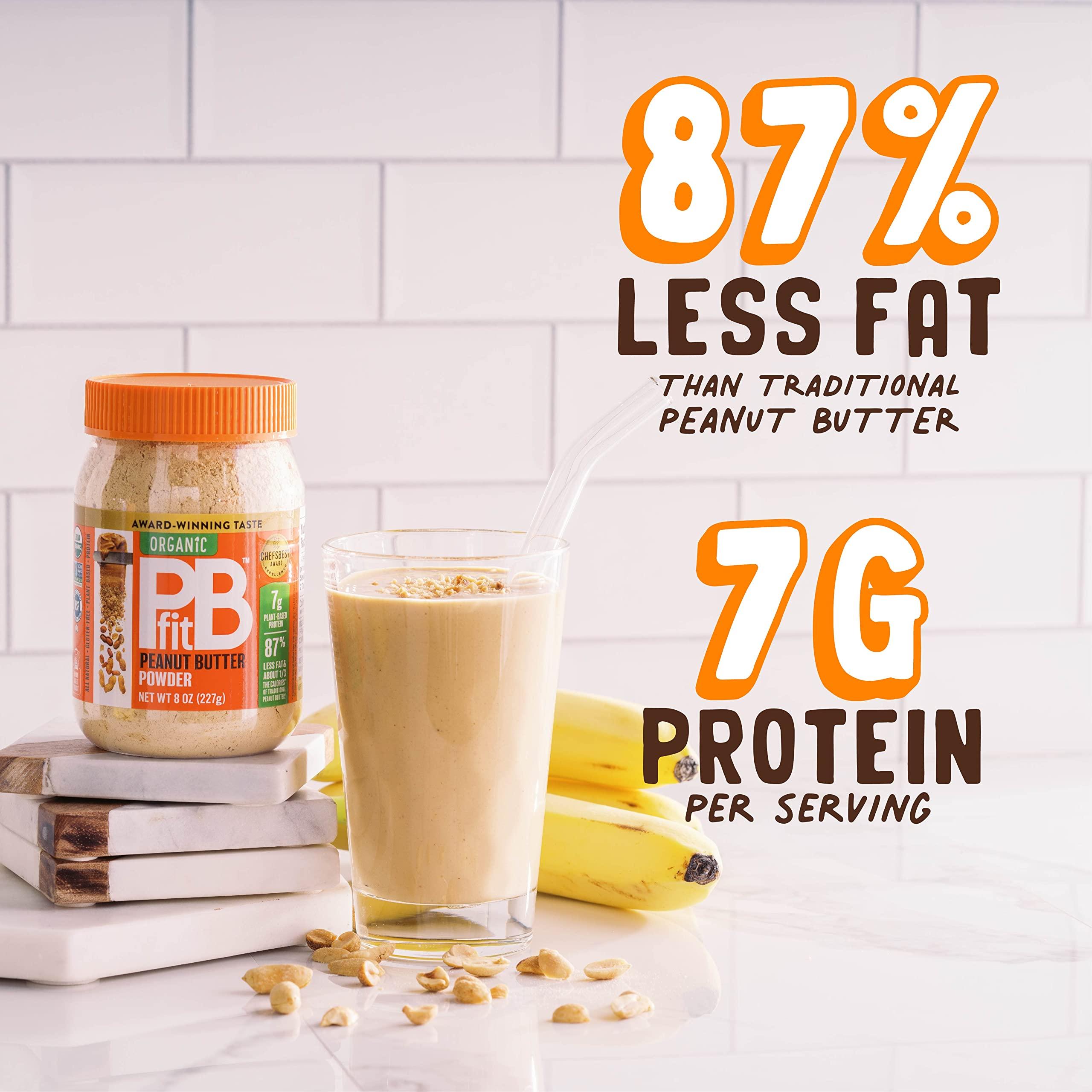 PBfit PBfit 8 Ounce Organic Peanut Butter Powder, Powdered Peanut Spread from Real Roasted Pressed Peanuts, 7g of Protein 7% DV, Gluten-Free, 60 calories, 87% less fat (Pack of 1)