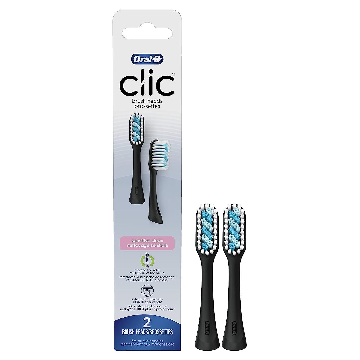 Oral-B Oral-B Clic Toothbrush Sensitive Clean Replacement Brush Heads, Black, 2 Count (Pack of 3)