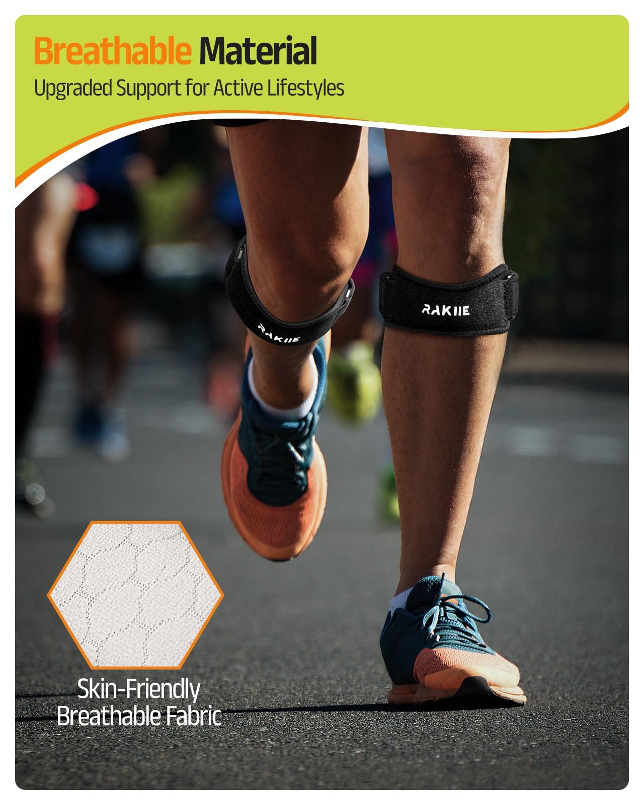 Rakiie Rakiie Knee Strap, Silicone Knee Brace for Precise Compression, Non-Slip Patella Tendon Support Strap, Patella Knee Strap for Men Women, Knee Support Band for Running, Weightlifting, Basketball (2 Pack, Black)