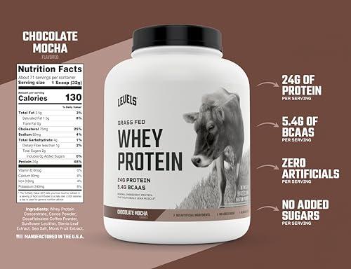 Levels Nutrition Levels Grass Fed Whey Protein, No Artificials, 24G of Protein, Chocolate Mocha, 5LB