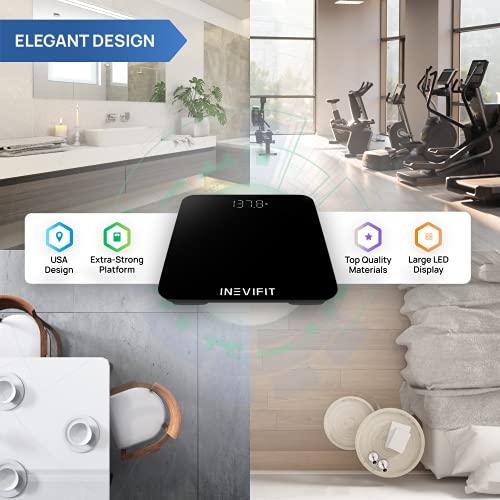 inevifit INEVIFIT Smart Bathroom Scale, Highly Accurate Bluetooth Digital Bathroom Body Weight Scale, Precisely Measures Weight & BMI for Unlimited Users (S-Black)