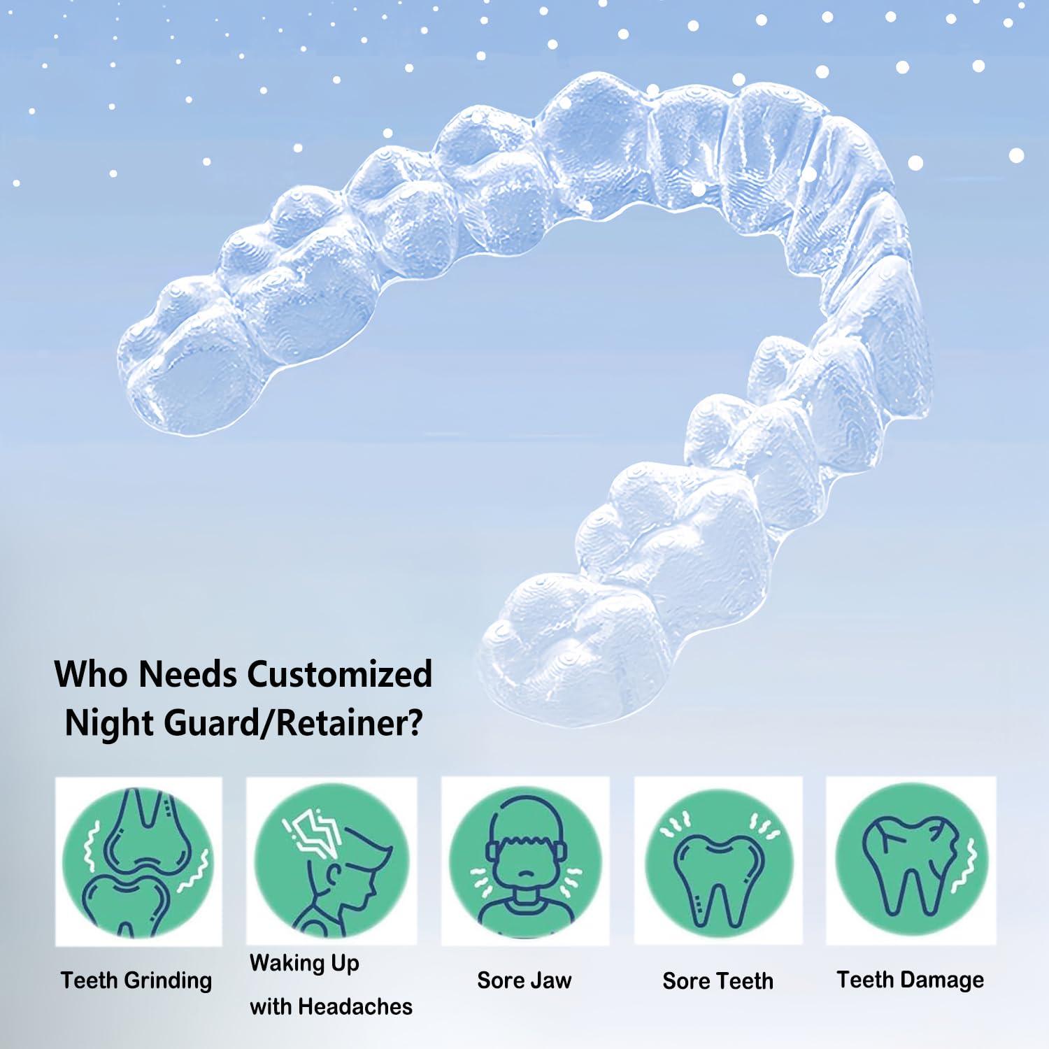 Candyying Custom Night Guard, Custom Mouth Teeth Guards Against Teeth Grinding/Clenching Dental Retainer for TMJ Relief and Bruxism (One Upper Guard)