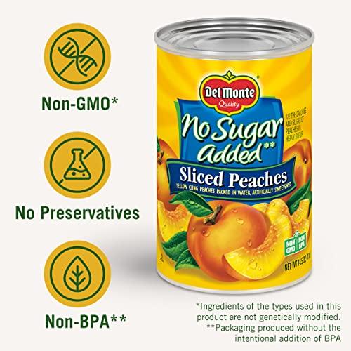 Del Monte Del Monte No Sugar Added Yellow Cling Sliced Canned Peaches, 14.5 oz Can (Pack of 12)