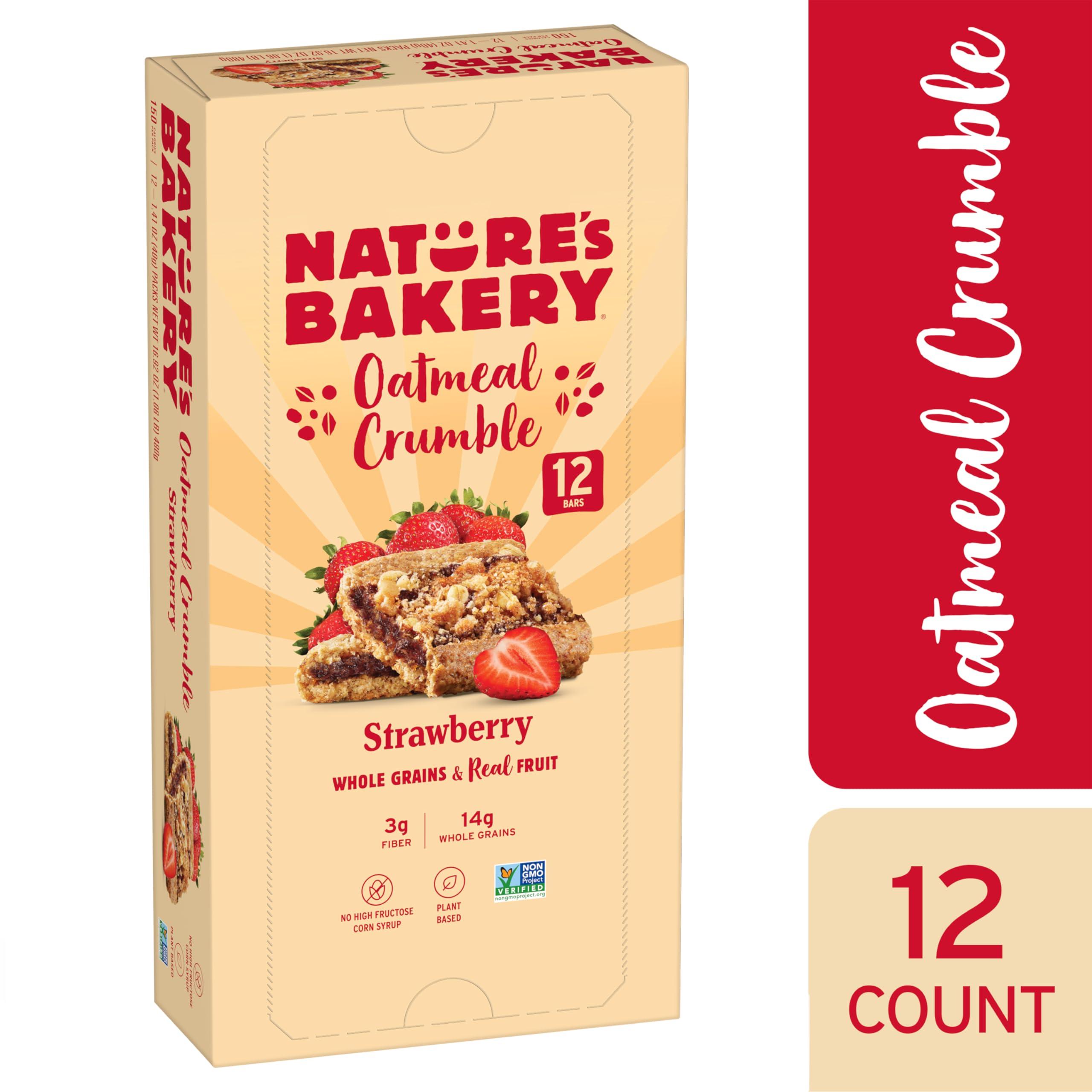 Nature\'s Bakery Natures Bakery Oatmeal Crumble Bars, Strawberry, Real Fruit, Vegan, Non-GMO, Breakfast bar, 1 Box With 12 Twin Packs (12 Twin Packs)