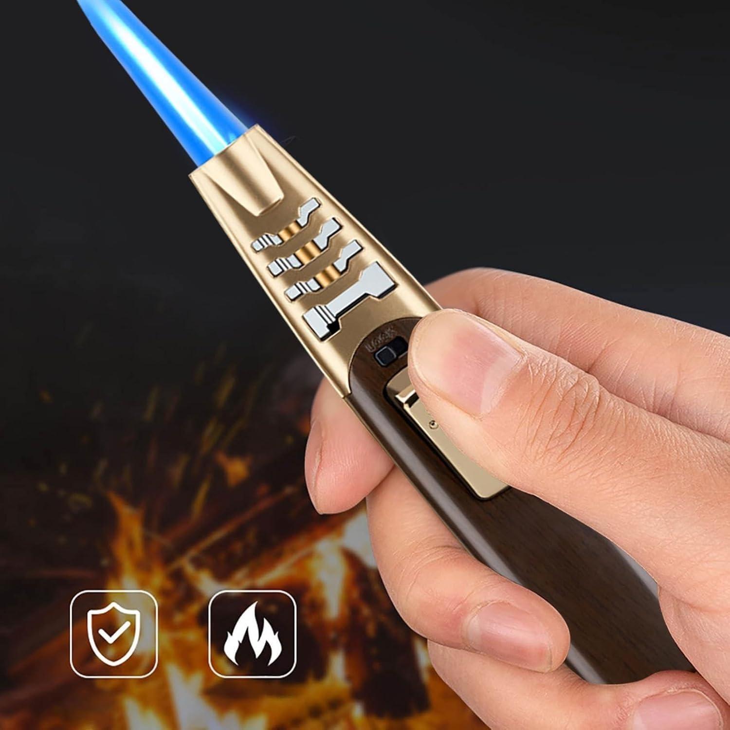 HUZHUAN HUZHUAN Fireblaze Electric Lighter Fire Blaze Lighter Powerful Adjustable Blue Flame Butane Torch Lighter Waterproof and Windproof Fireblaze Lighter Blaze Flame Lighters(2pack a)