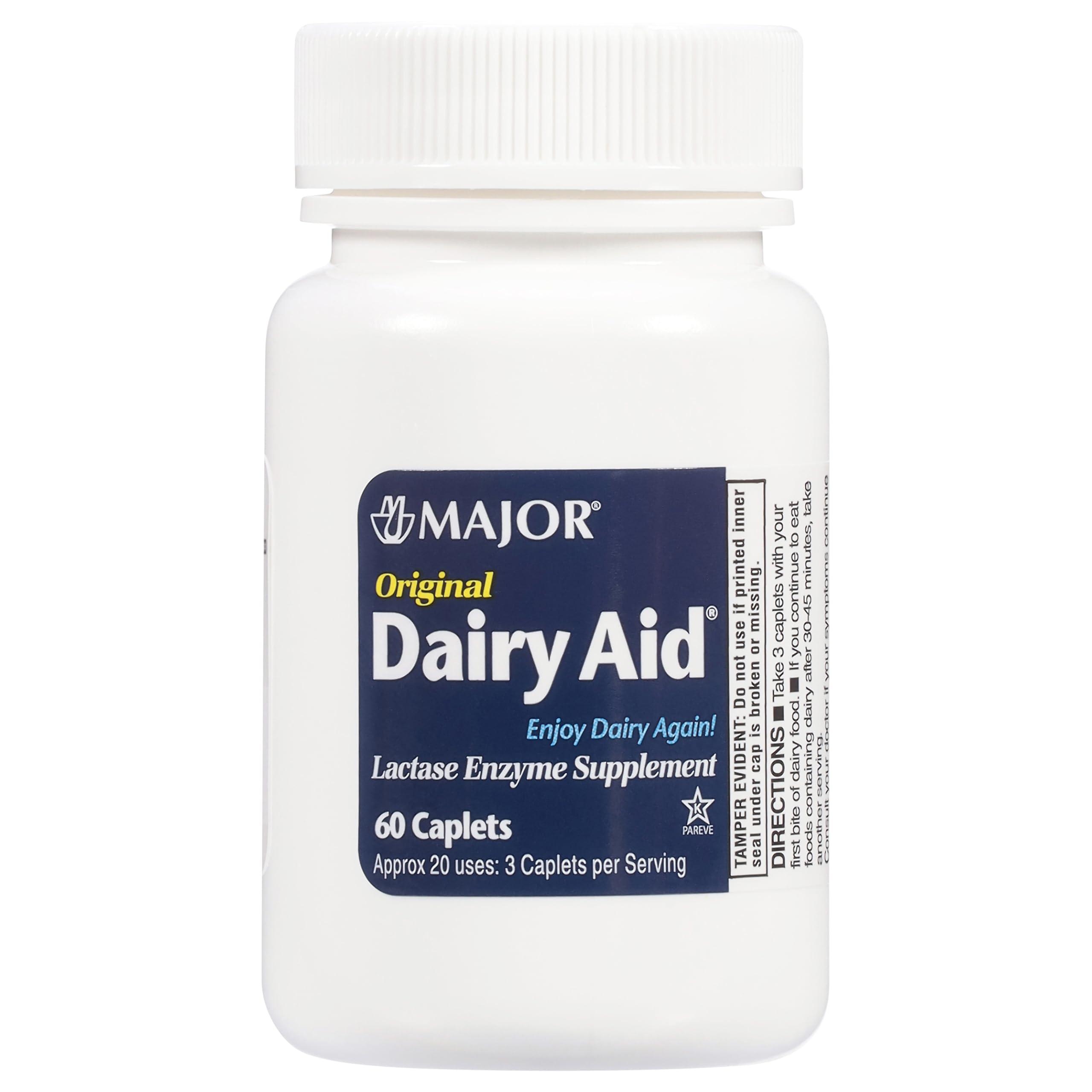 Major Major Fast Acting Dairy Aid Lactase Enzyme Supplement for Prevention of Gas Diarrhea Bloating - 32 Caplets