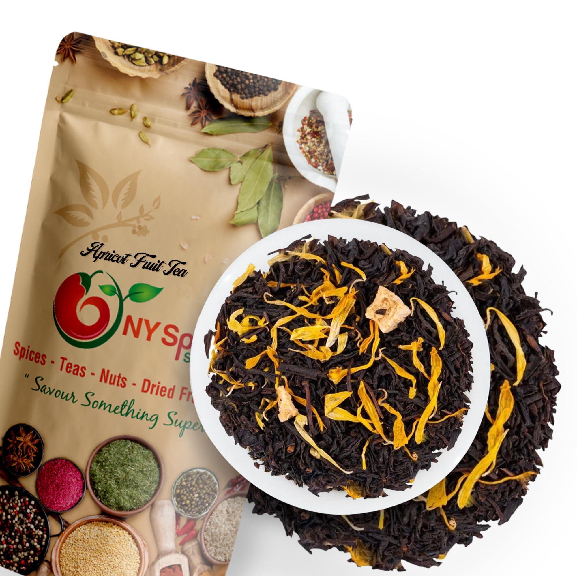 NY Spice Shop NY SPICE SHOP Apricot Fruit Blend Herb Tea Herbal Leaves All Natural Flavored Loose Leaf For Teas Lovers (16 Ounces)