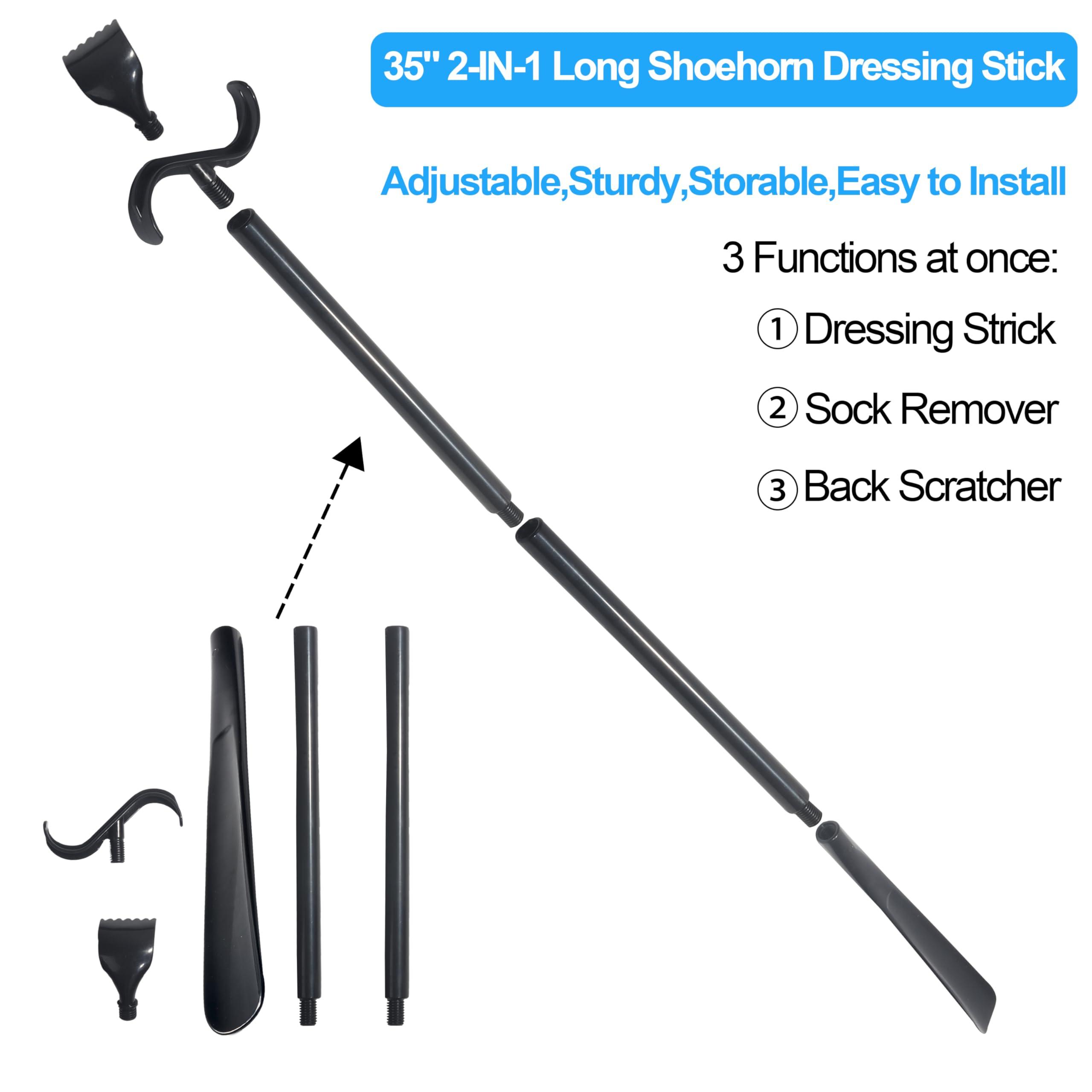 Homymusy 7 PC Hip Kit,Hip Replacement Kit After Surgery-Sock Aid,Leg Lifter,Shoe Horn,Grabber,Bath Loofah-Hip Kit for Seniors Total Hip Replacement Prime After Surgery Gifts