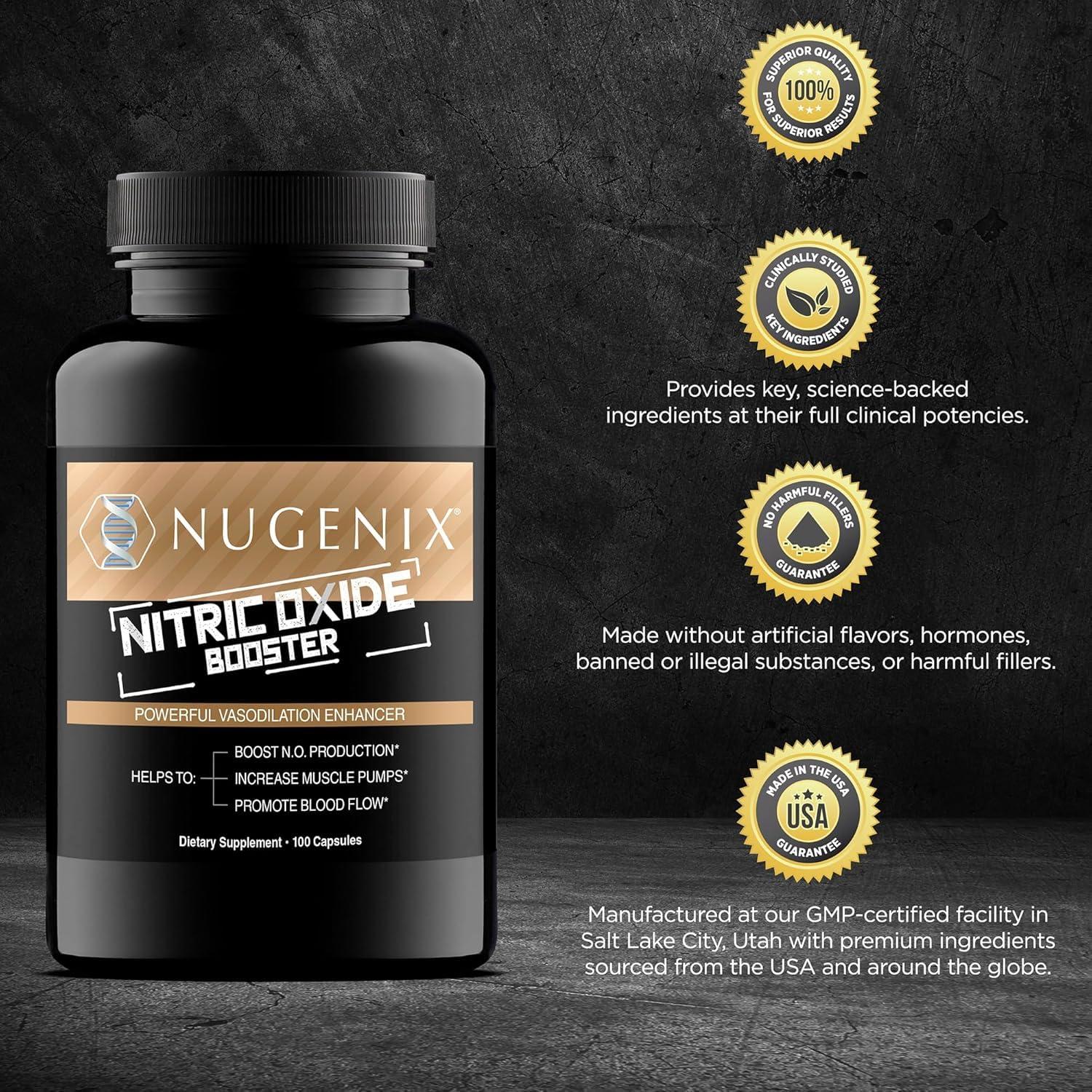 Nugenix Nugenix Nitric Oxide Booster Supplement - Nitric Oxide Flow, L-Arginine, L-Citrulline, Pine Bark Extract - Vasodilator - 100 Capsules