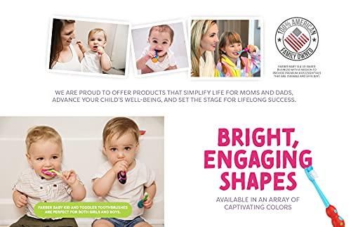 Farber Baby Farber Baby | Toddler Toothbrush (4 Pack) - Extra Soft Bristles, BPA Free, Soothing Teething Nub Ring Handle, 0-2 Years (Color Variety)