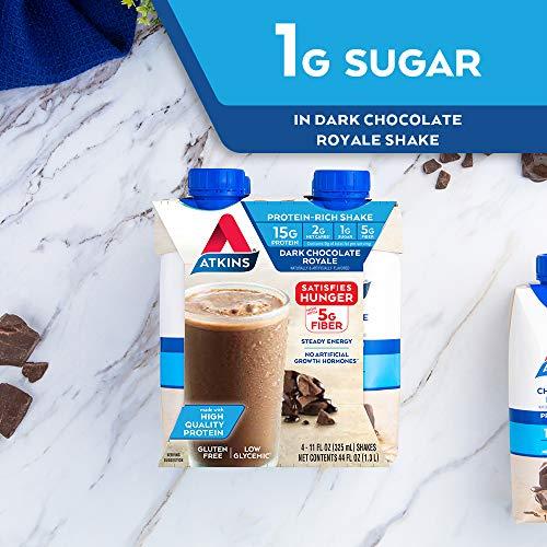 Atkins Atkins Gluten Free Protein-Rich Shake, Dark Chocolate Royale, Keto-Friendly, 8 Count (Pack of 1)