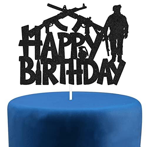 Shooting Game Happy Birthday Cake Topper - Gunplay Game Birthday