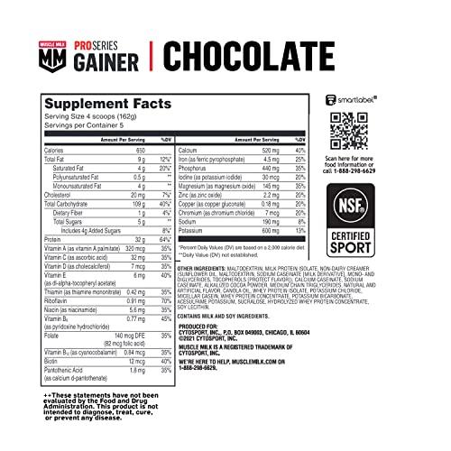Muscle Milk Muscle Milk Gainer Protein Powder, Chocolate, 32g Protein, 5 Pound