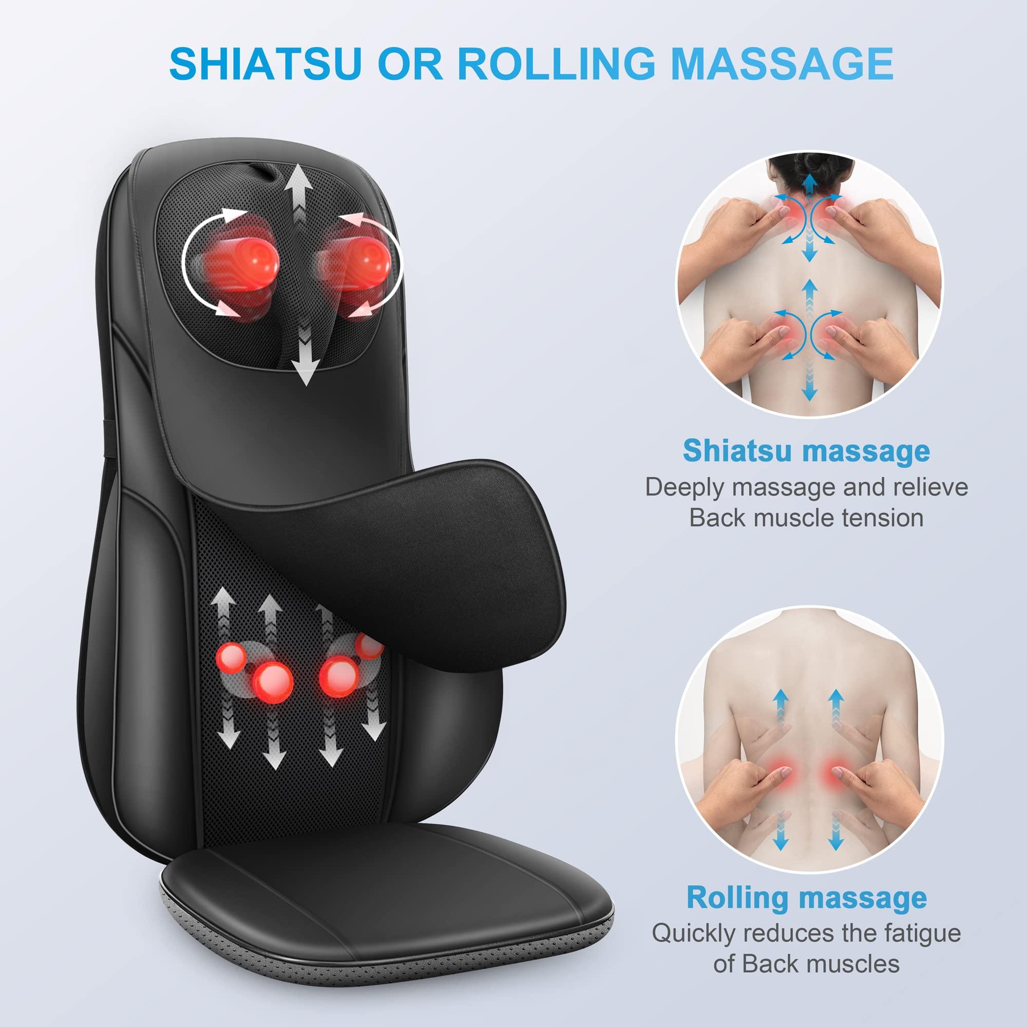 COMFIER COMFIER Shiatsu Back Massager with Heat, Deep Kneading & Rolling Massage Chair Pad, Chair Massager for Office Home Use, Gift for Dad Mom