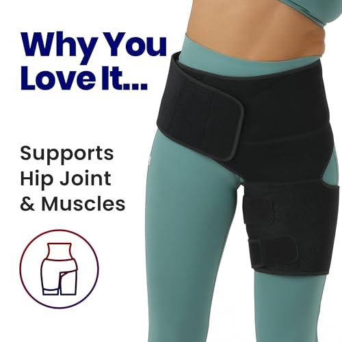 ARMSTRONG AMERIKA Hip Brace Thigh Compression Sleeve | Hip Sciatica Pain Relief Device Brace | Hamstring & Groin Compression Sleeve Wrap for Sciatic Nerve Relief | Hip Support Brace for Women & Men | Small / Right