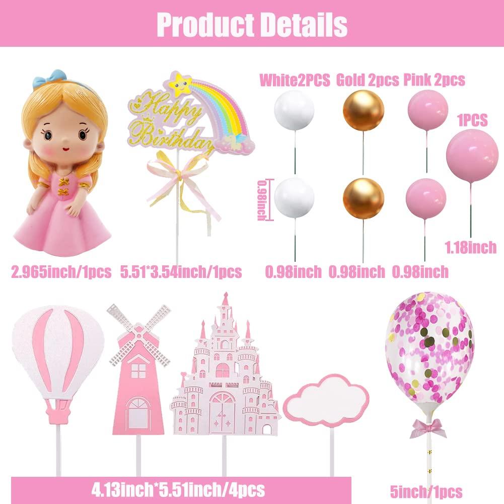 SHDIEHJFMLDH 14pcs Princess Cake Topper, Castle Cake Decoration, Princess Birthday Party Supplies for Girl Kid Birthday