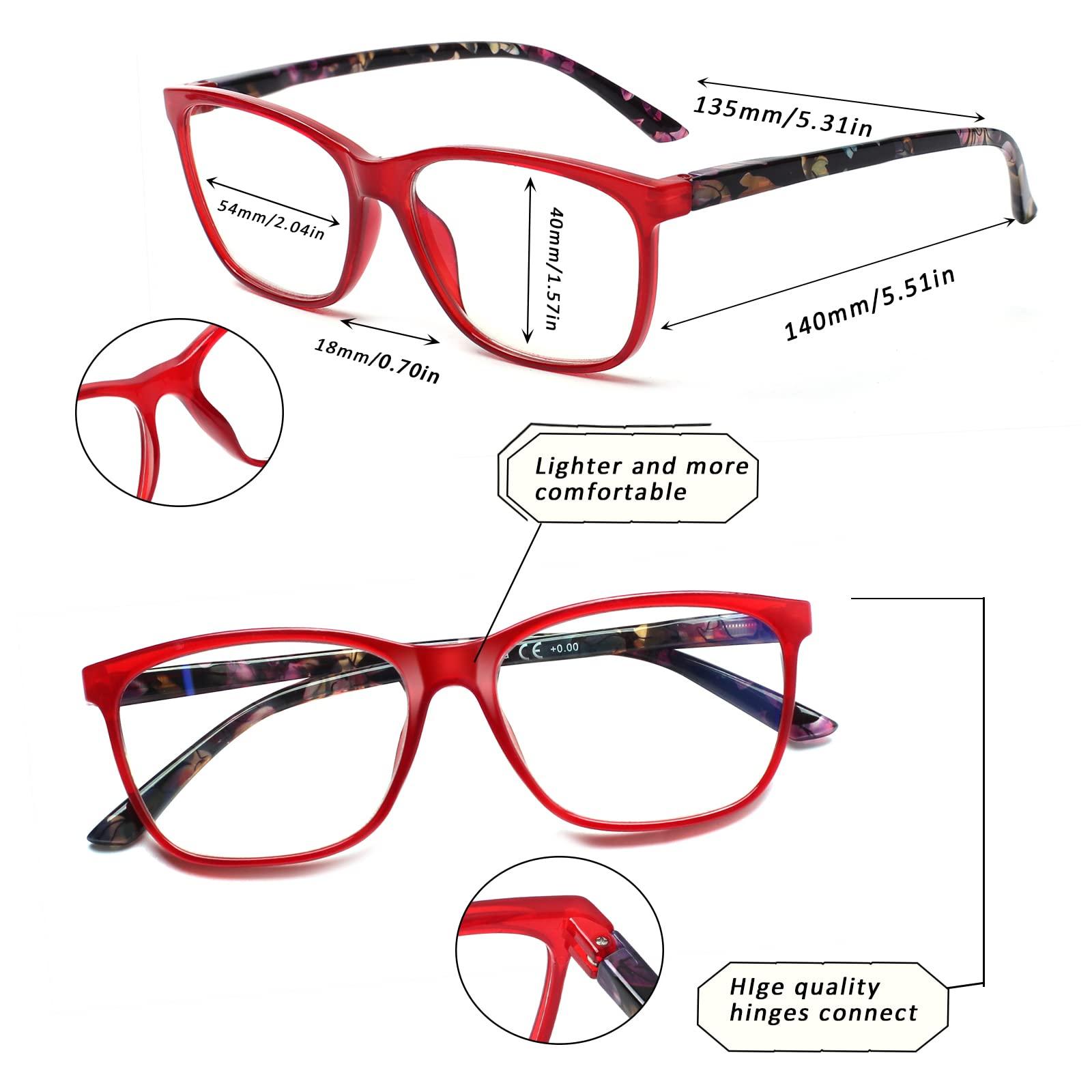 SIGVAN SIGVAN Ladies Reading Glasses Blue Light Blocking Spring Hinge Fashion Pattern Print Eyeglasses for Women (mix colors, 1.25, multiplier_x)