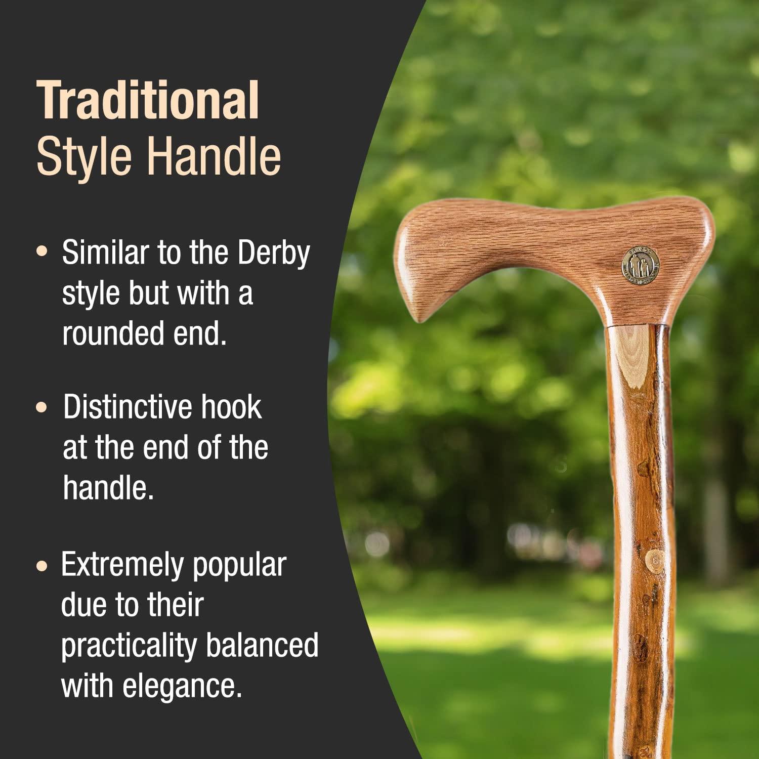 Brazos Brazos Rustic Wood Walking Cane, Twisted Hickory, Traditional Style Handle, for Men & Women, Made in the USA, 37"