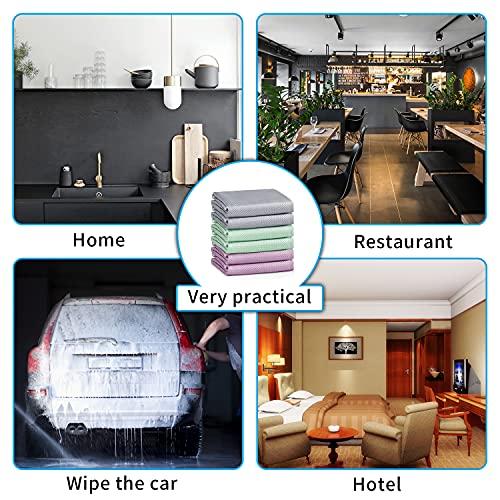 VPMURUGA Easy Clean Fish Scale Nanoscale Cleaning Cloth,Streak Free Microfiber Glass Cleaning Cloths for Window Mirrors Windshields,Lint Free Microfiber Polishing Cleaning All-Purpose Towel Pack of 6(Purple)