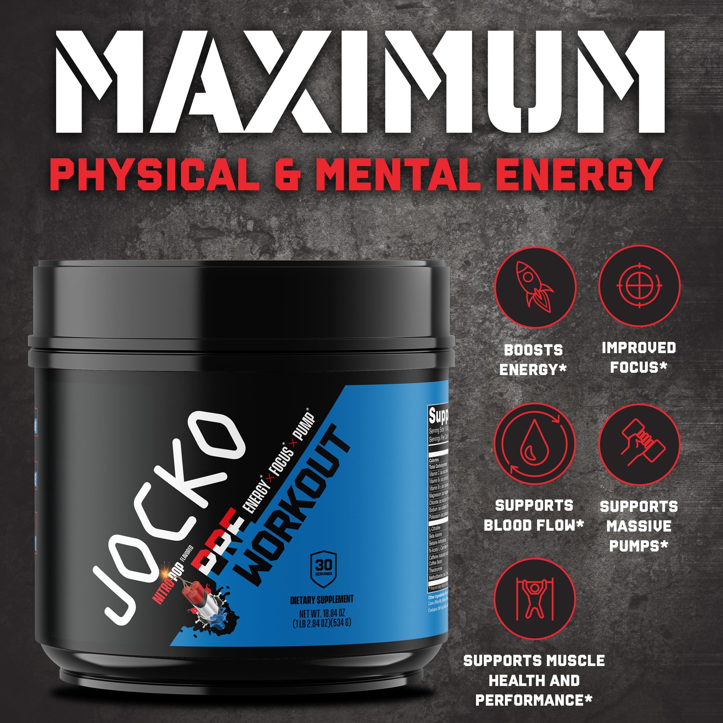Jocko Fuel Jocko Fuel Gym Bundle - Creatine + Nitro Pop Pre Workout Powder (2 Pack Bundle) 30 Day Supply