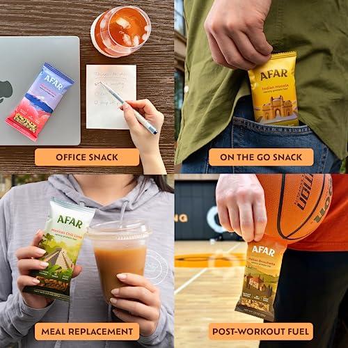 Afar Afar Savory Protein Bars Low Sugar, High Protein Healthy Snack for Adults Meal Replacement Bar Rice Crispy Texture Vegan, Gluten Free 8 Bars (Italian Bruschetta)