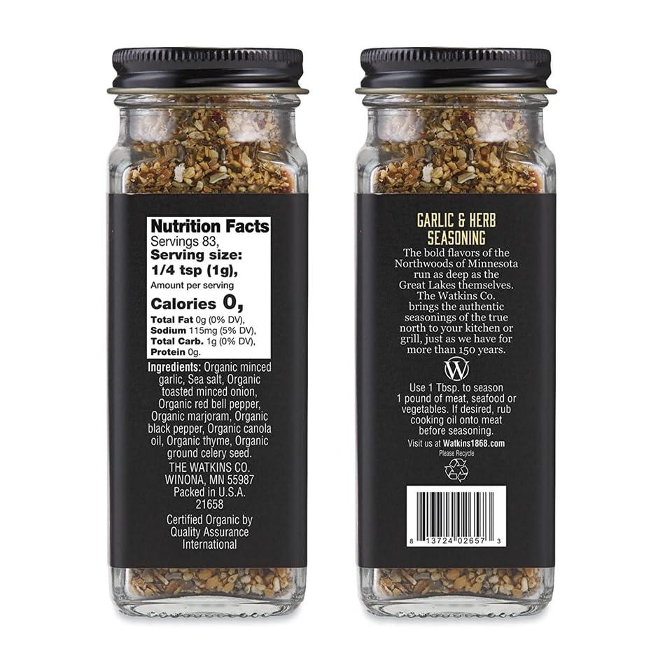 Watkins Watkins Organic Grilling Garlic & Herb Seasoning, Non-GMO, Kosher, 2.9 Oz, 1-Pack