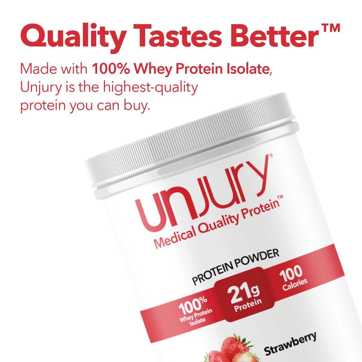 Unjury Unjury Whey Protein Powder | Strawberry | 21g 100% Whey Isolate Protein Powder | Low Carb and Lactose Free | Gluten Free | Certified Kosher | 15 Servings