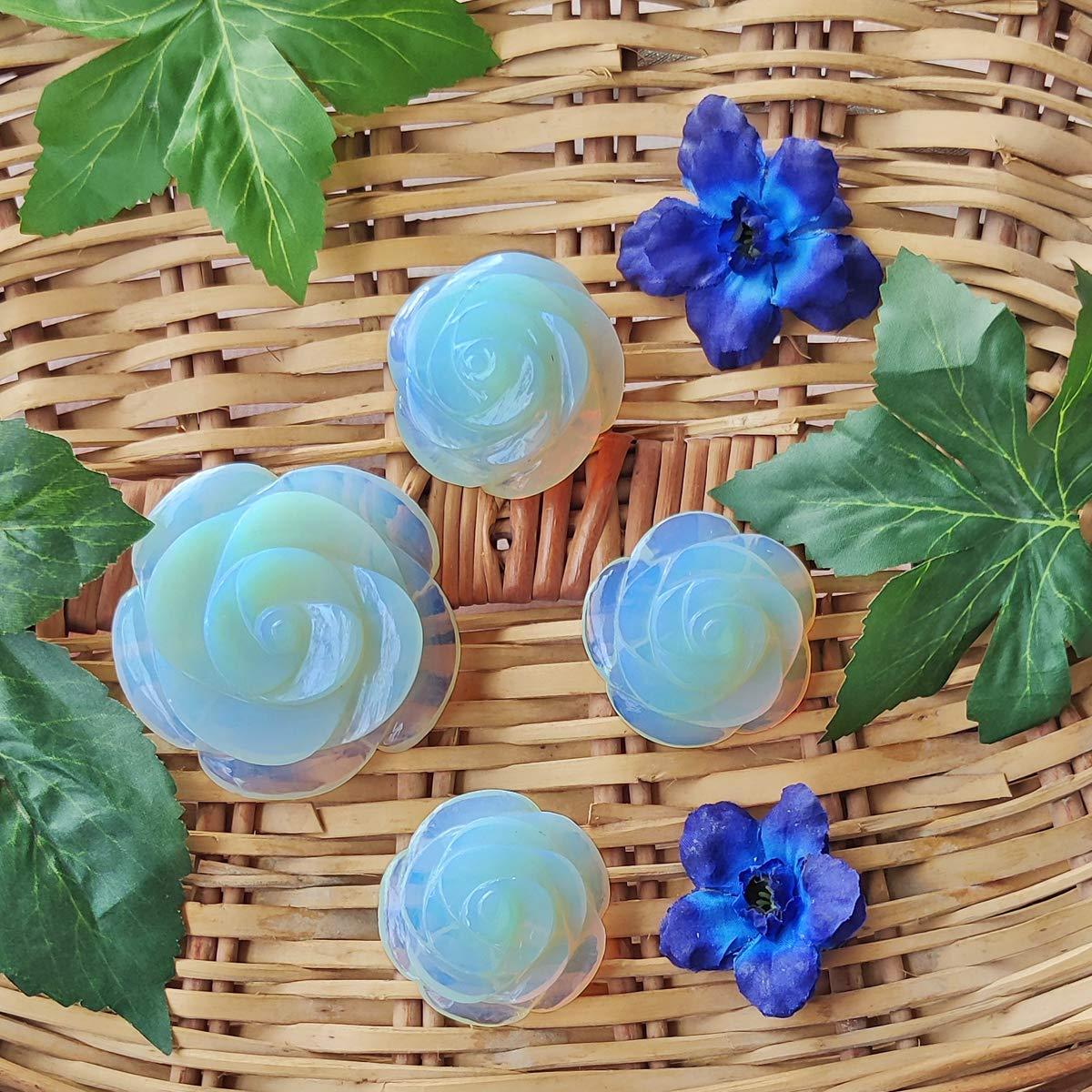 Shubhanjali Shubhanjali Opalite Crystal Flower 60-70 gm Natural Opal Stone Sky Blue Crystal Flower Gemstone for Reiki Healing