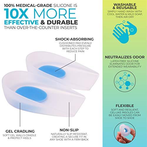 BraceAbility BraceAbility Heel Spur Cups | Medical-Grade Silicone Plantar Fasciitis Insole Cushion Pads, Gel Foot Orthotic & Shoe Insert Protectors (Pair - Large)