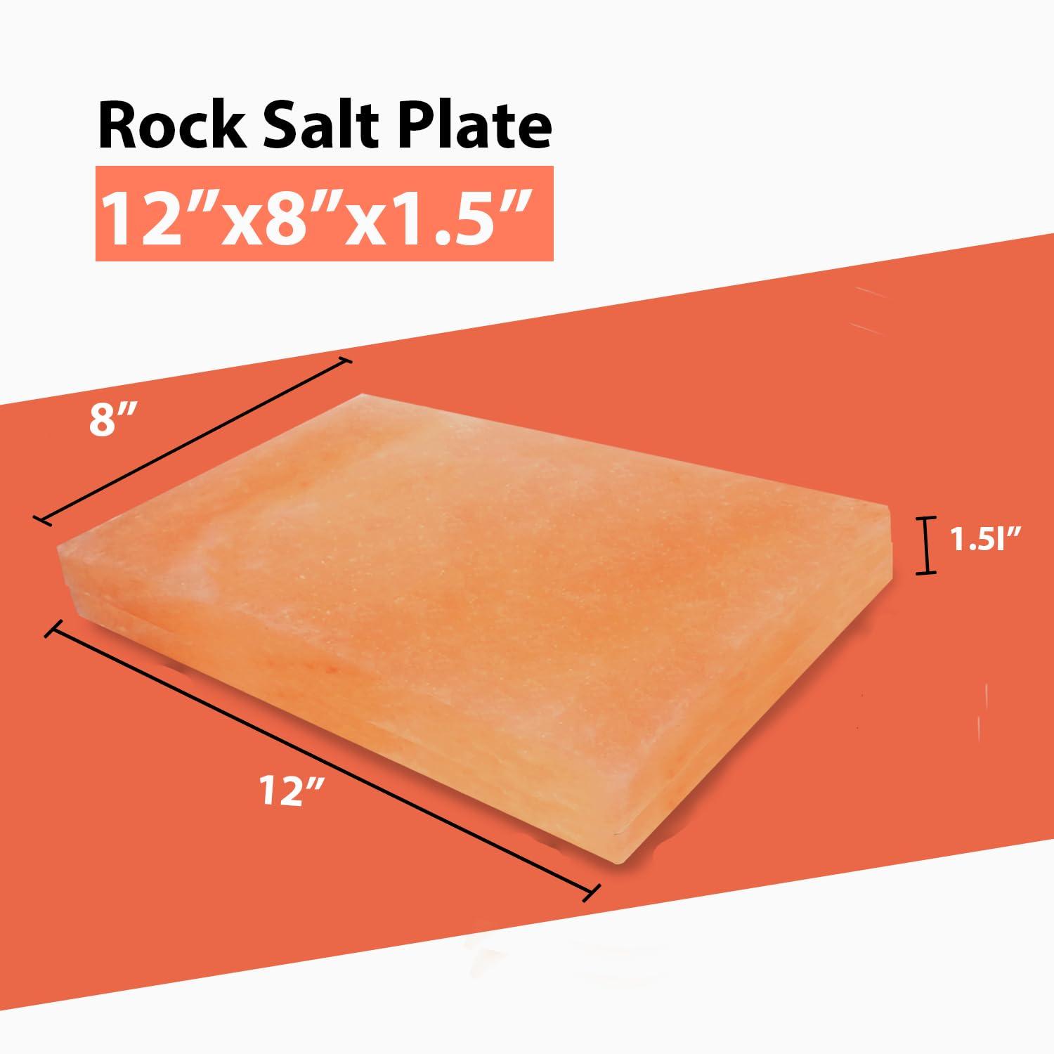 ZKTRADING ZK Himalayan Salt Block with Steel Tray for Grilling- Cooking, Cutting, and Serving, 12x8x1.5, Food Grade Rock Salt Plate, Salt Slab a Unique Gift for Men, Women, Chefs & Cooks