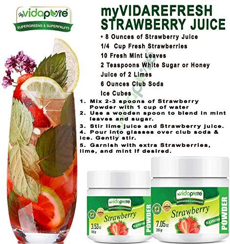 MYVIDAPURE MYVIDAPURE STRAWBERRY POWDER Freeze-Dried 100% Pure RAW Gluten Free, Non-GMO Superfood Powder for Smoothie, Beverage Blend. 3.53 oz  100 gr