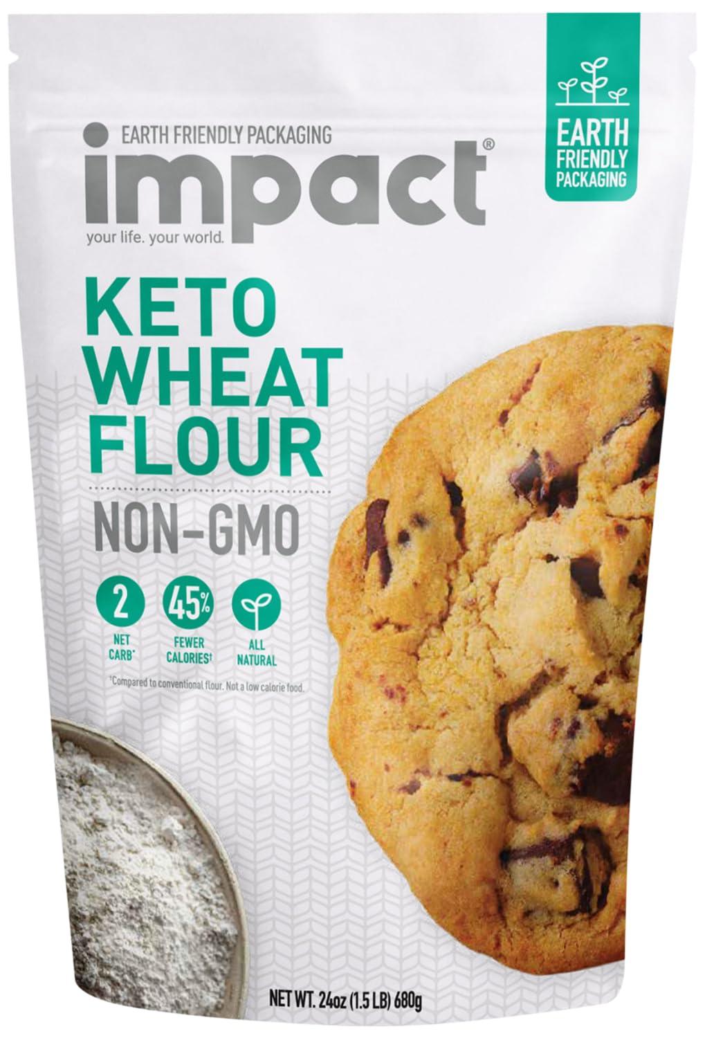 impact your life. your world. Impact - Keto Wheat Flour: Keto Blend, 2 Net Carbs, 45% Fewer Calories - Non-GMO Substitute for Conventional Flour - Resistant Wheat Starch, Gluten, Almond Flour - 1.5lb