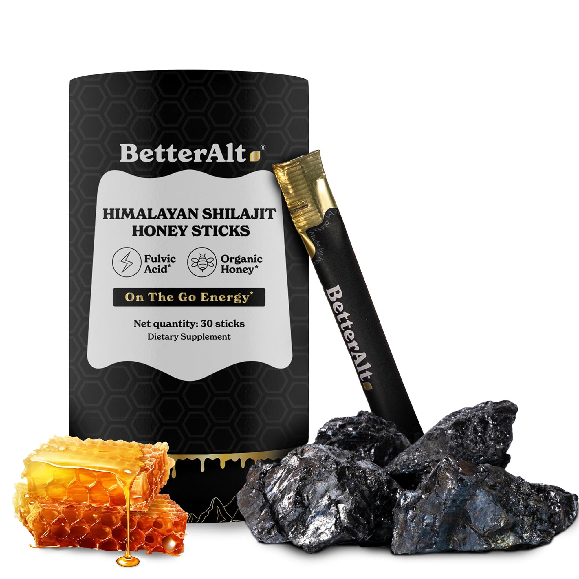 Better Alt Better Alt Pure Himalayan Shilajit Sticks with Organic Honey, Saffron | Easy to Consume Shilajit| 30 Sticks for Energy Boost & Immune Support, 85+ Trace Minerals, 75%+ Fulvic Acid
