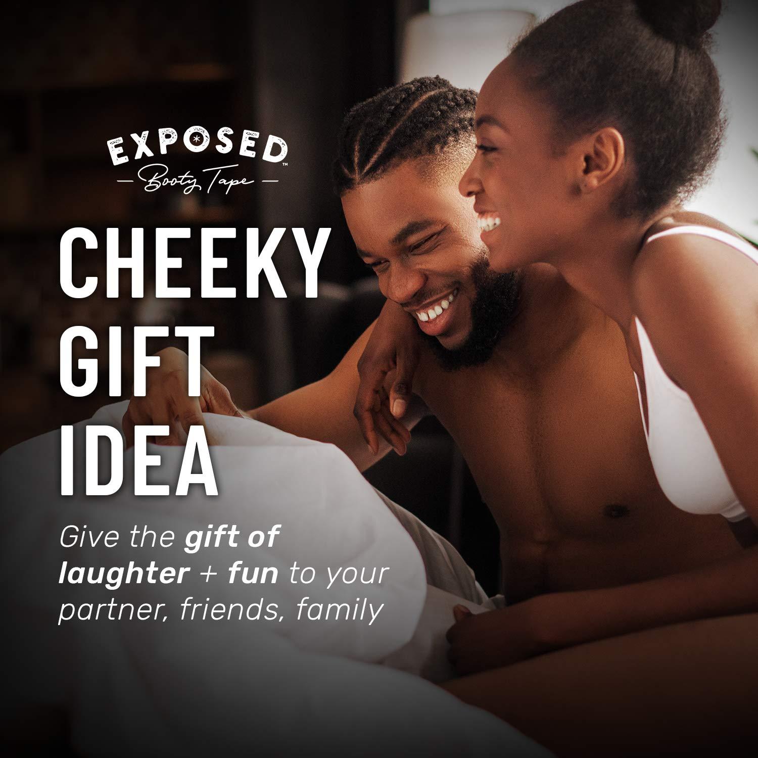 EXPOSED BOOTY TAPE Exposed Booty Tape for Foreplay (20 Precut Strips) Wide Band, Water Resistant, Body-Safe Tape - Easy to Apply/Use, Stays On! (Black)