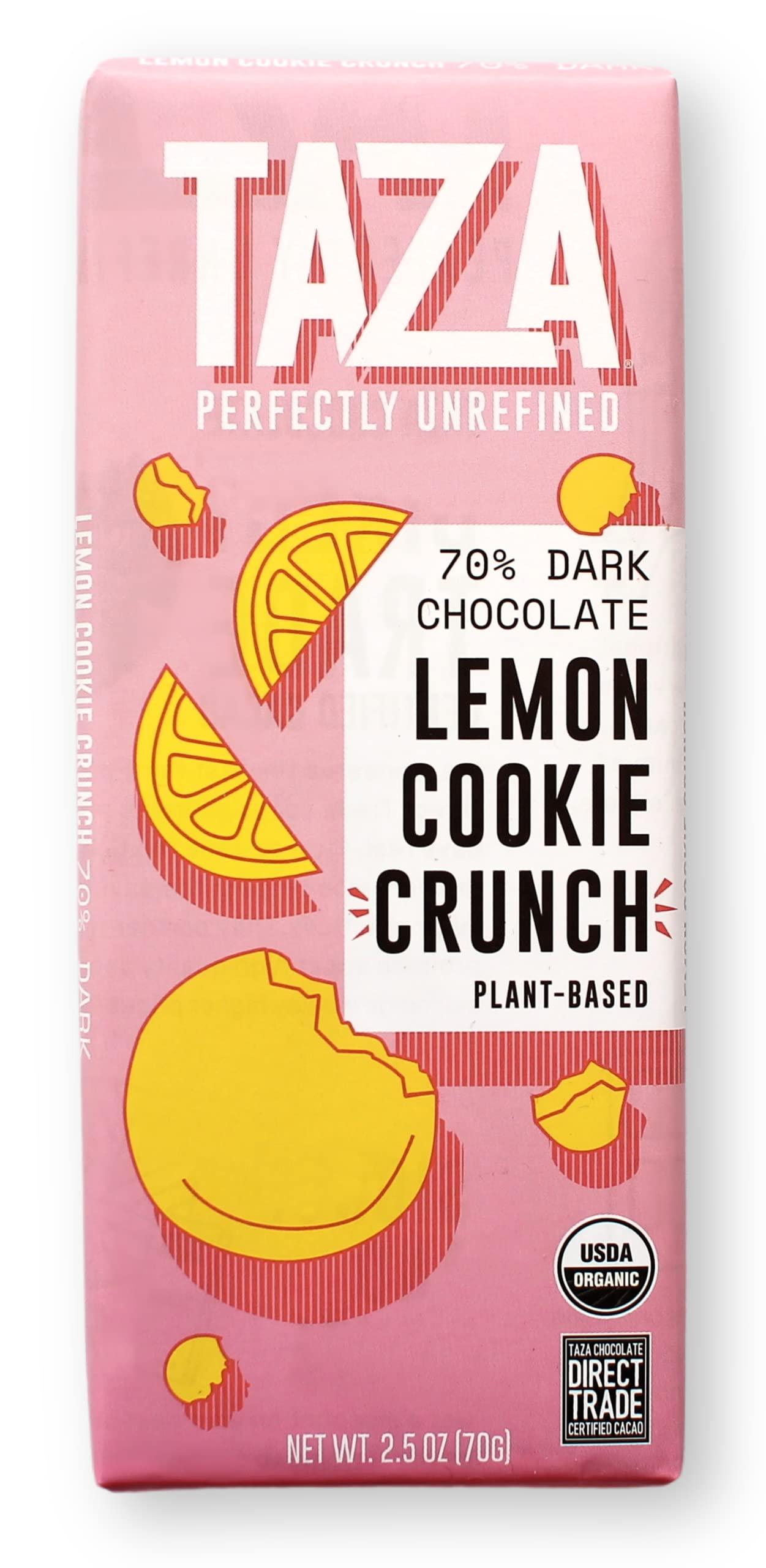 Taza Chocolate Taza Chocolate Organic Smooth & Crunchy Bars 70% Stone Ground, Lemon Cookie Crunch 2.5 Ounces (10 Count), Vegan