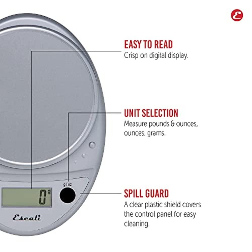 Escali Escali Primo Kitchen and Bathroom Bundle - P115C Digital Kitchen Scale, Chrome, 11 Pound Capacity, and B180SB Slim Glass Bathroom Scale, Black, 400 Pound Capacity, Digital Display