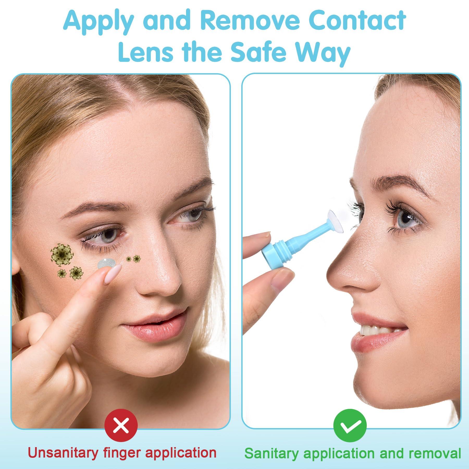 Jozaya Jozaya 10 Pack Hard Contact Lens Insertion and Removal Tool for RGP and Scleral Lenses - Plunger Suction Cup (Blue)