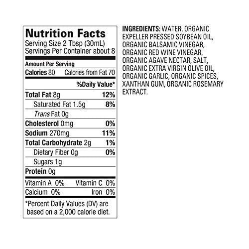 Organicville Organicville Balsamic with Olive Oil Vinaigrette & Marinade - Balsamic Vinaigrette Salad Dressing, Gluten Free, Organic, 0g Added Sugar, Vegan, Keto, Paleo, Whole 30, Dressing for Salad - 8 Oz