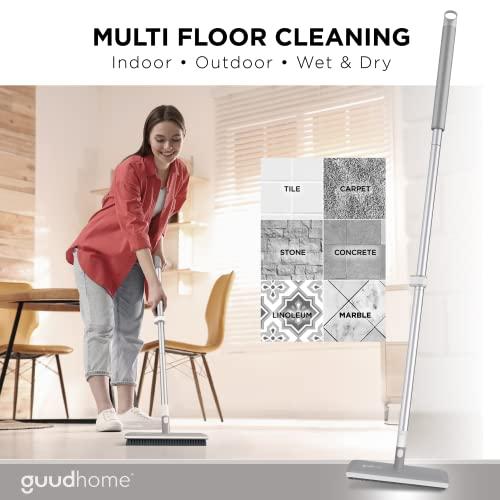 Guudhome GUUDHOME Floor Brush Scrubber with Long Handle 55.3 - 2 in 1 Scrub N Scrape - Strong Extendable Stiff Floor Brush Shower Tub Tile Wall - Deck Brush for Heavy Duty Cleaning Brush Never Falls Off