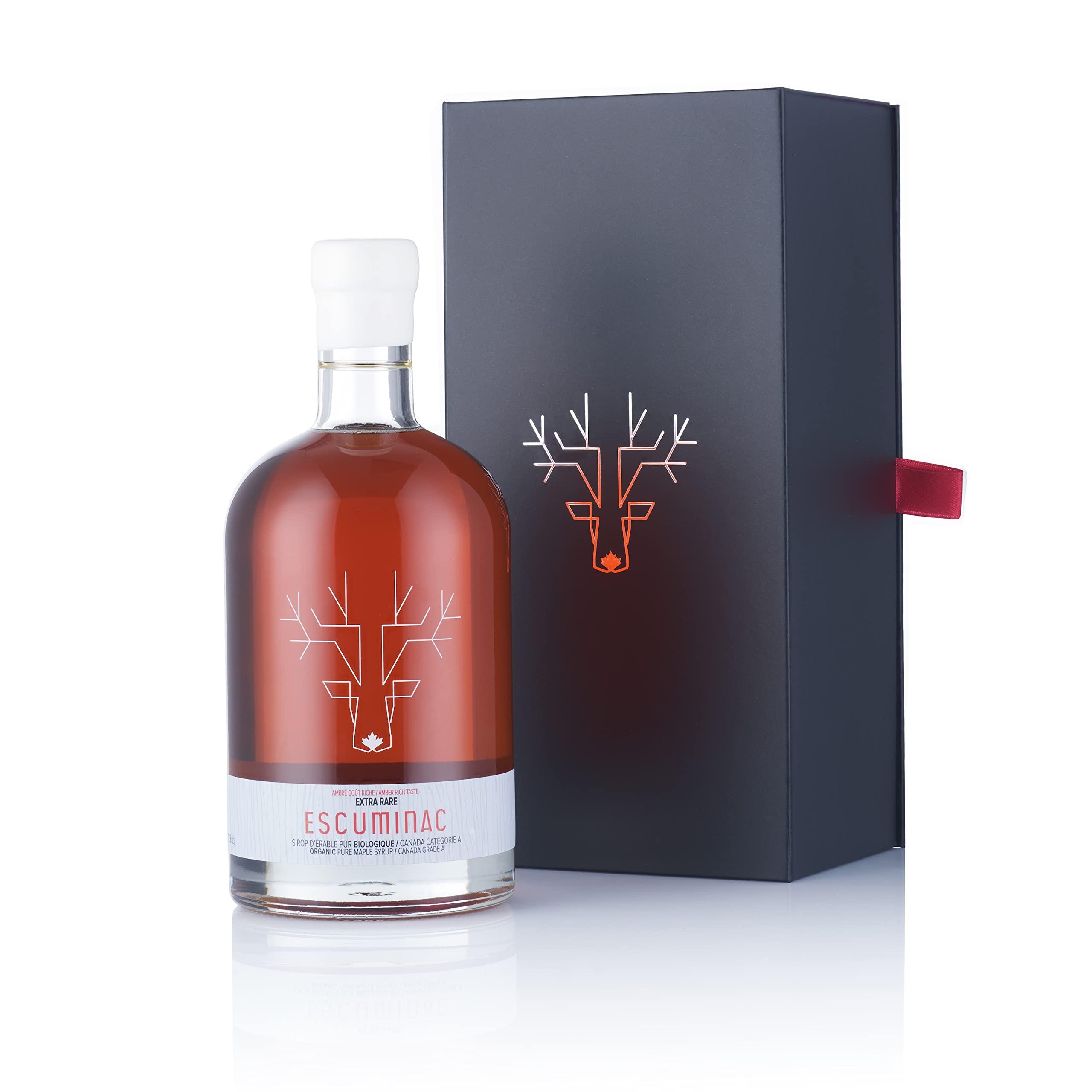 Escuminac Escuminac Canadian Maple Syrup, 16.9 Fl Oz Glass Bottle & Gift Box. Extra Rare, Amber Rich Taste. 100% Pure & Organic. Gourmet Gift.