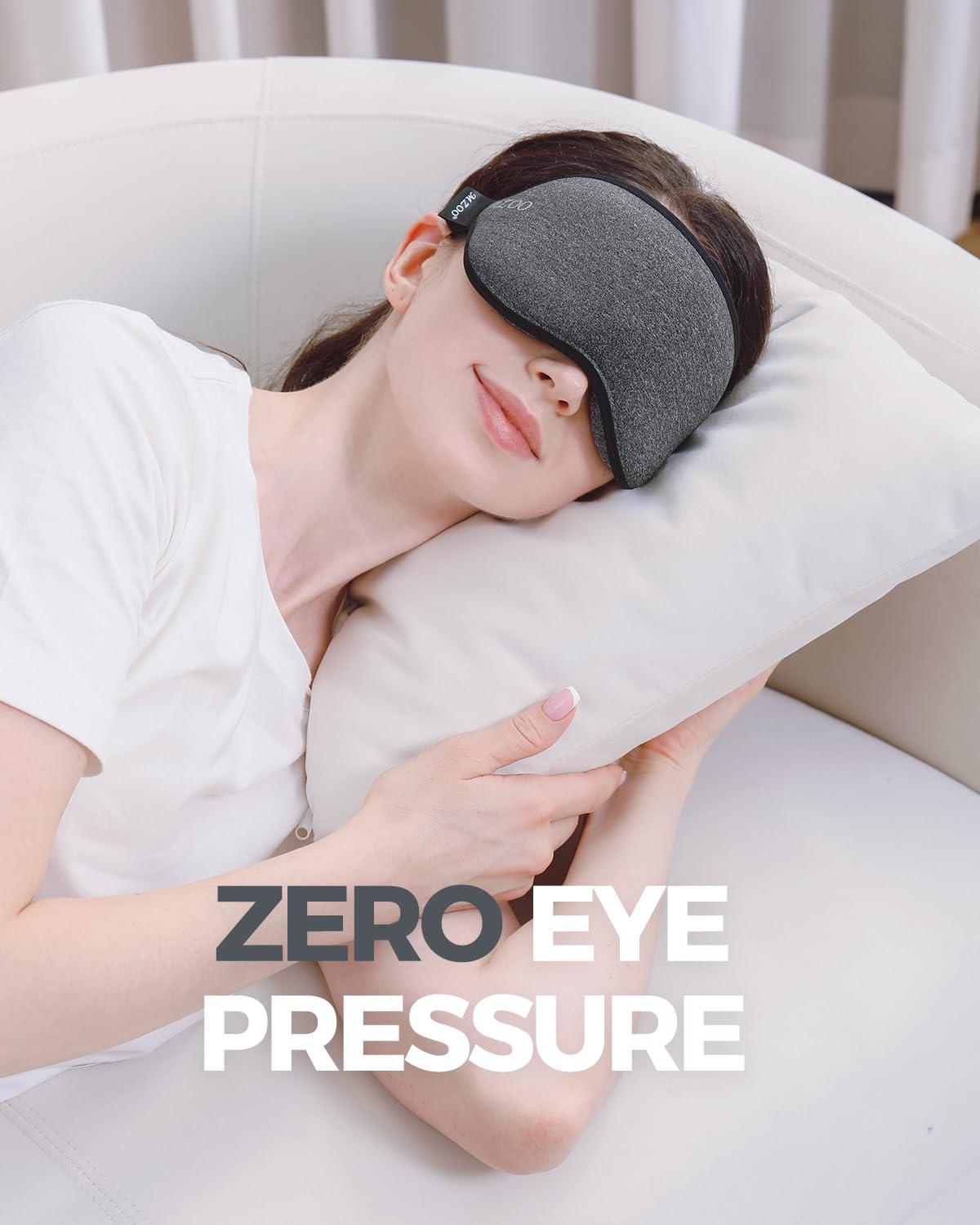 MZOO MZOO Luxury Sleep Mask for Back and Side Sleeper, Completely Block Out Light Sleeping Eye Mask for Women Men, Zero Eye Pressure 3D Contoured Night Blindfold, Breathable & Soft Eye Shade Cover