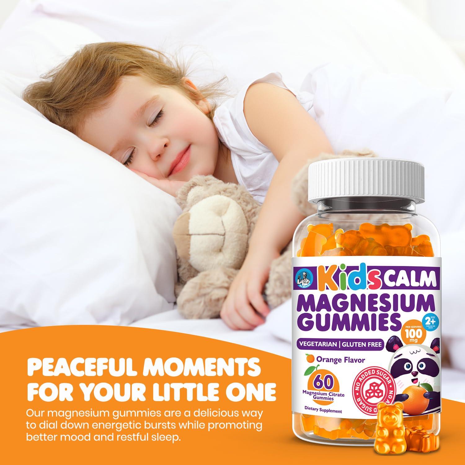 DR. MORITZ DR. MORITZ Sugar-Free Calm Magnesium Gummies for Kids and Adults - Non-GMO Kids Magnesium Gummies - Orange Flavor - 1-Pack (60 Count)
