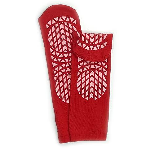 GBM GBM Secure Step Double-Sided Tread Non Slip Safety Socks, 6 Pair (3X-Large, Red)