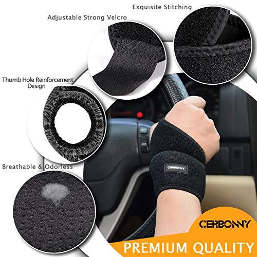 CERBONNY CERBONNY Carpal Tunnel Wrist Brace ,2Pack Wrist Support Brace Adjustable Wrist Strap Reversible Wrist Brace for Sports Protecting/Tendonitis Pain Relief/Carpal Tunnel/Arthritis-Right&Left