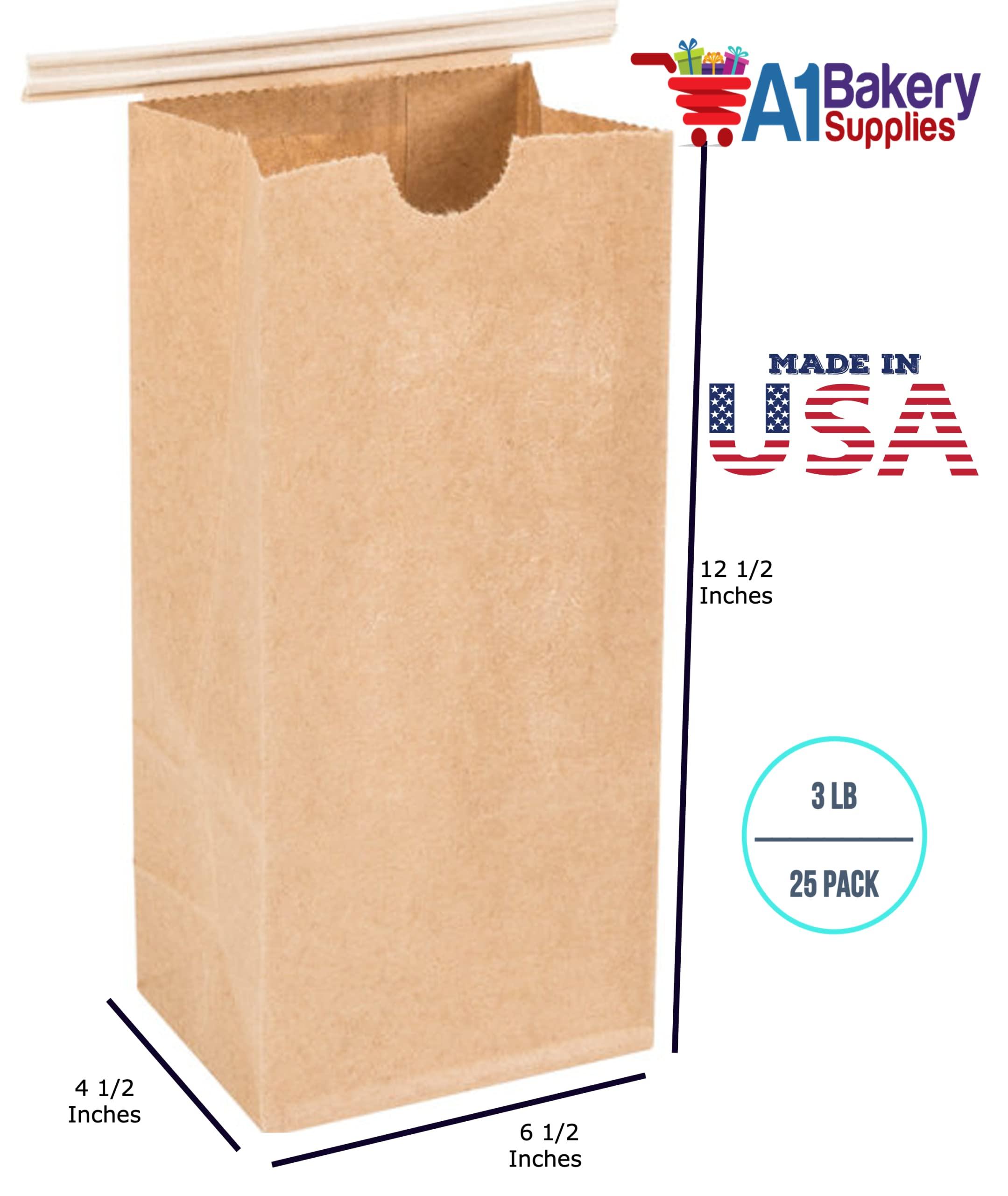 A1 Bakery Supplies Resealable Kraft Tin Tie Poly-lined Bags Coffee Bags Reclosable Tin Tie Bags without window - 3 Lb - 25 Pack