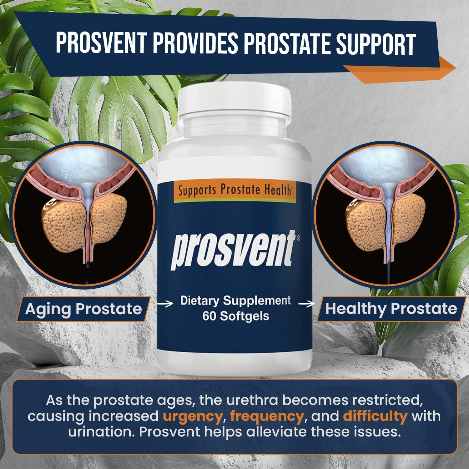 Prosvent Prosvent Advanced Men's Prostate Support Natural Supplement with Saw Palmetto, Vitamin D, and Zinc to Ease Urinary Frequency & Urgency (60 Count)